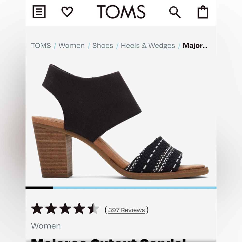 Tom’s Majorca cut out sandal— black woven— sz 8
